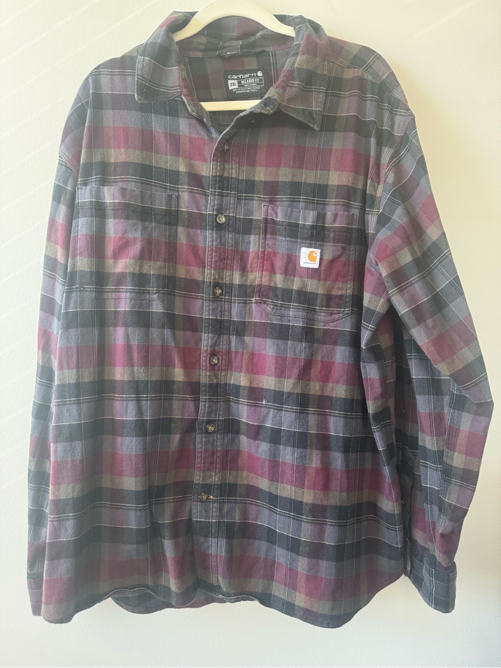 Carhartt Relaxed Fit Flannel Multi Color Flannel Rugged Flex Button Down Sz 2XL